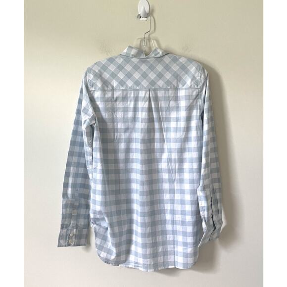 UNTUCKit Plaid Button Down Collared Blouse Shirt Light Blue White Size 0 NEW - Picture 2 of 10